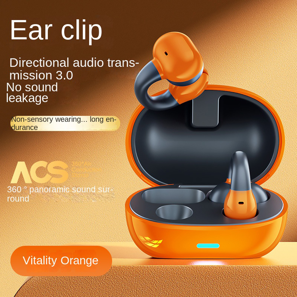 Bone Conduction Bluetooth 5.3 Headphones Wireless Ear Clip Sports Earphones with Noise Reduction Mic