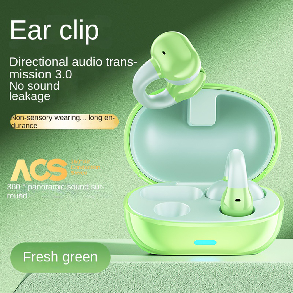 Bone Conduction Bluetooth 5.3 Headphones Wireless Ear Clip Sports Earphones with Noise Reduction Mic