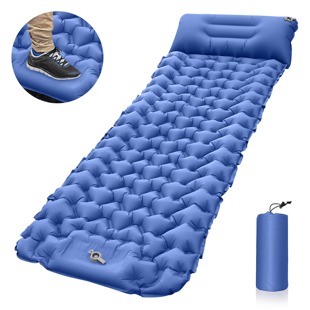 Camping Sleeping Pad Ultralight Mat With Built-in Foot Pump & Pillow Inflatable Sleeping Pads For Camping Backpacking Hiking