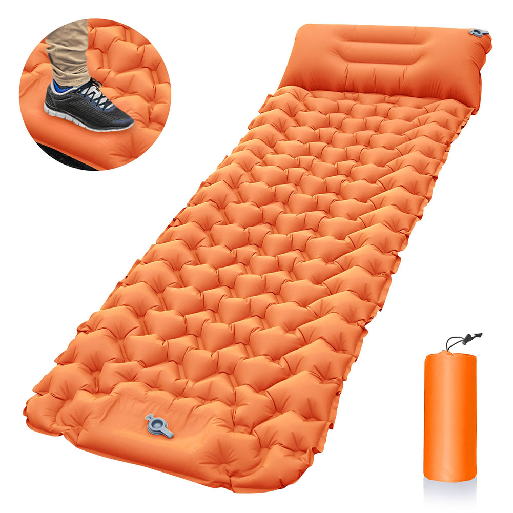 Camping Sleeping Pad Ultralight Mat With Built-in Foot Pump & Pillow Inflatable Sleeping Pads For Camping Backpacking Hiking