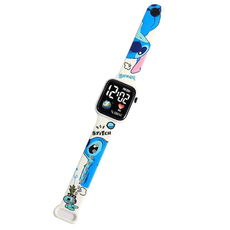 Cartoon Earth Electronic Wrist Watch Color Printing Led Square Dial Watch For Student