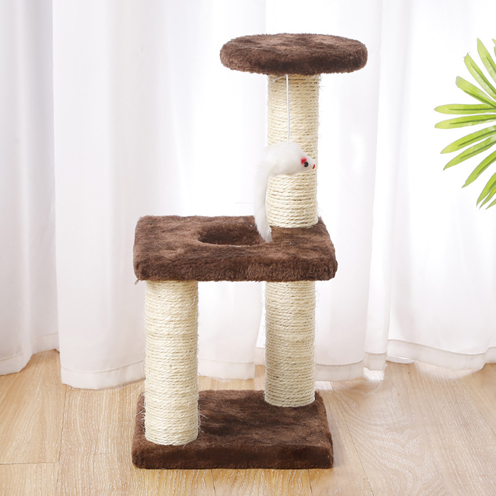 Cat Tree Cat Tower Three-column Three-layer Square Cat Climbing Platform Jumping Toy 20x20x40cm Grey