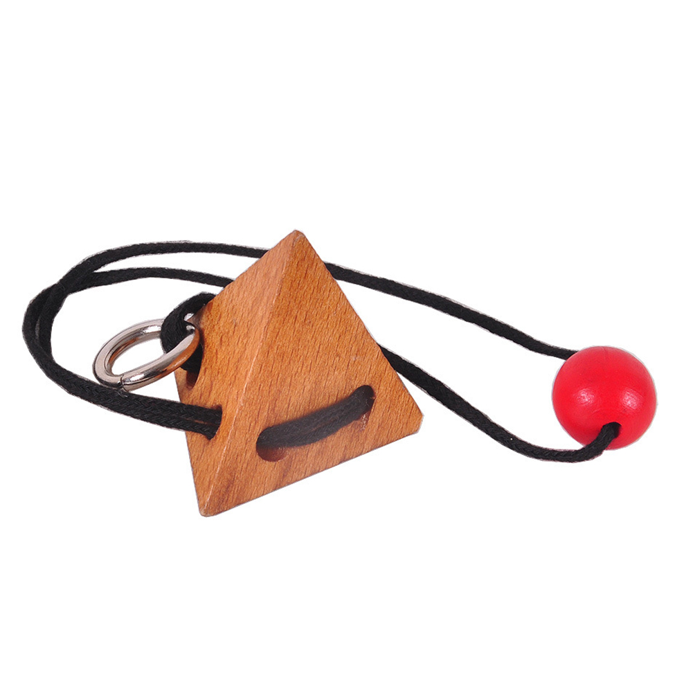 Classical Wooden Puzzle Game Rope Triangle Unlock Brain Teaser String Educational Toys