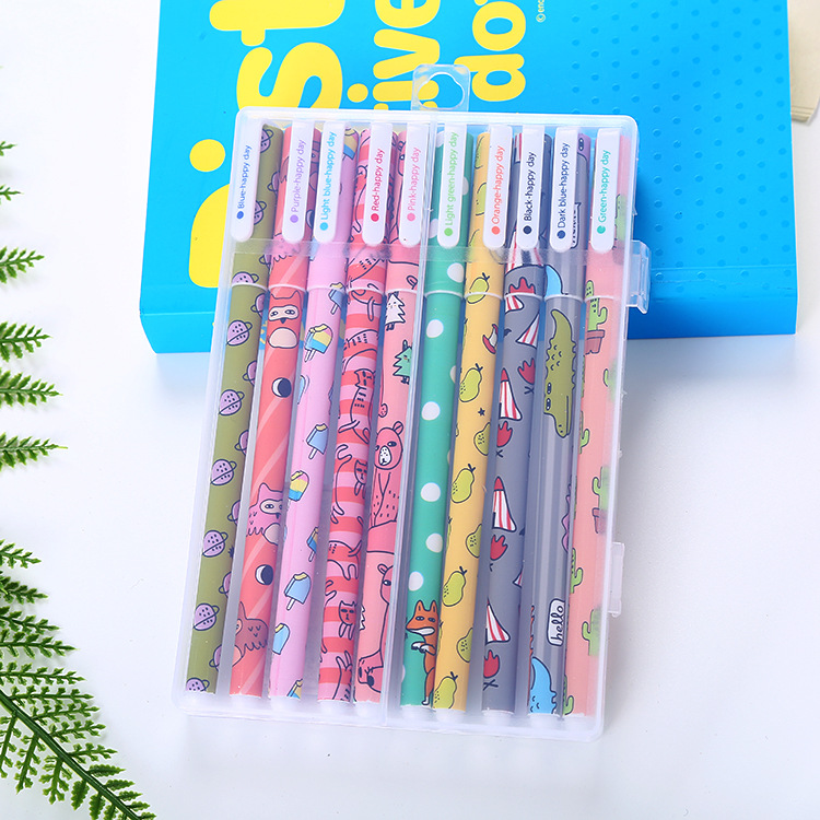 Cute Color Pens For Girls Colorful Gel Ink Pen Kit Multi-color Roller Ball Pens For Kids Gifts 10 Pcs (0.38mm)