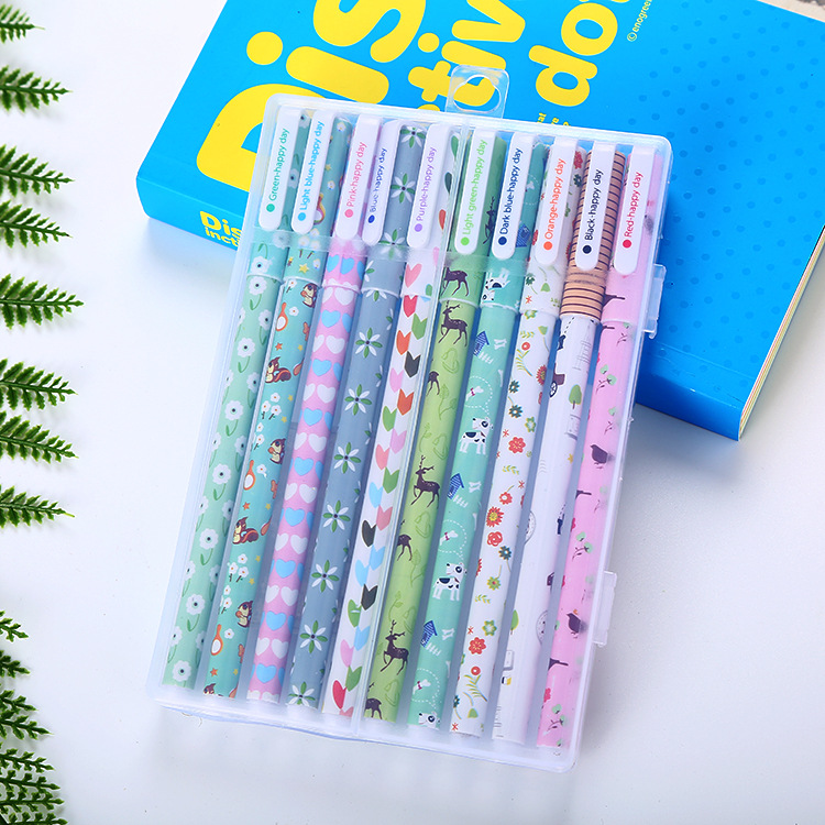 Cute Color Pens For Girls Colorful Gel Ink Pen Kit Multi-color Roller Ball Pens For Kids Gifts 10 Pcs (0.38mm)
