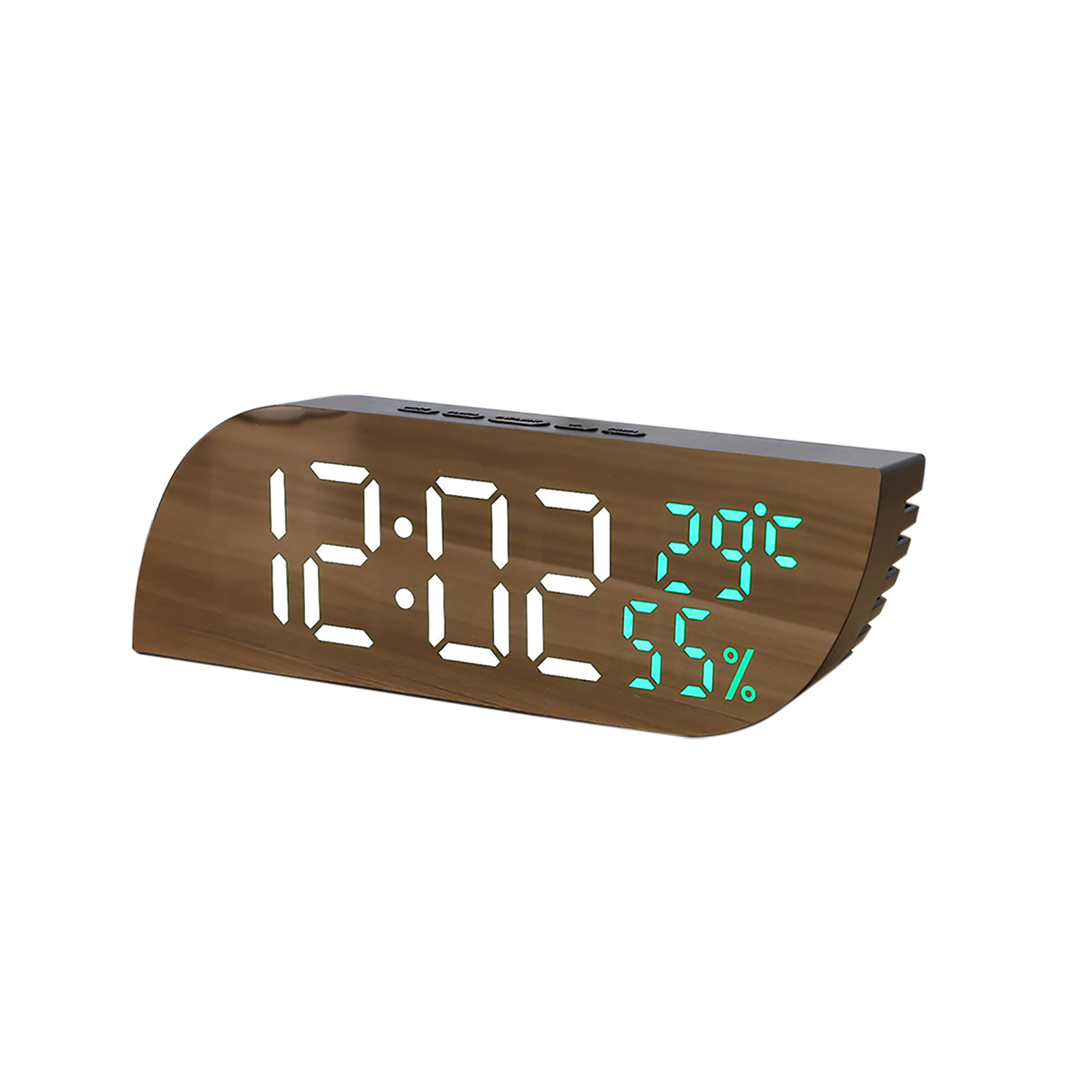 Digital Alarm Clock Mirror Surface LED Digital Clock With Snooze Function 2 Levels Brightness Temperature Humidity Display