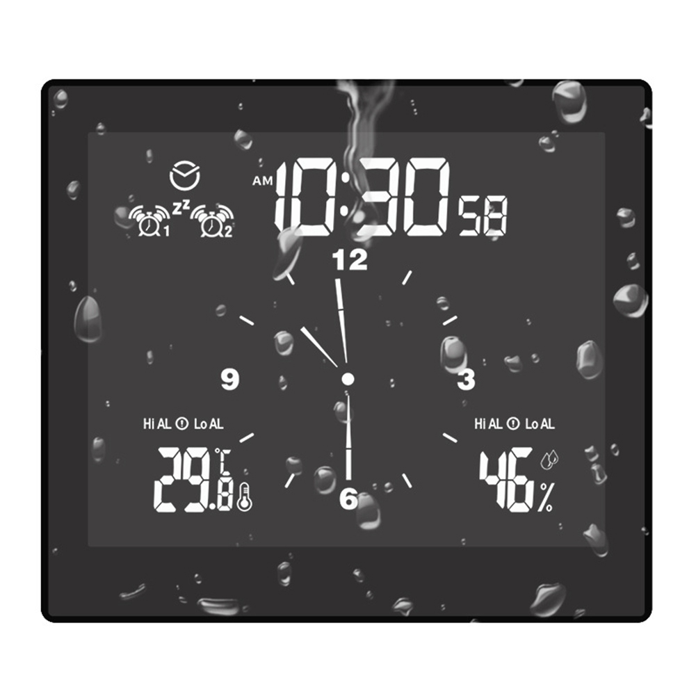 Digital Bathroom  Shower Kitchen Clock Timer Alarm Waterproof Temperature Humidity Clock