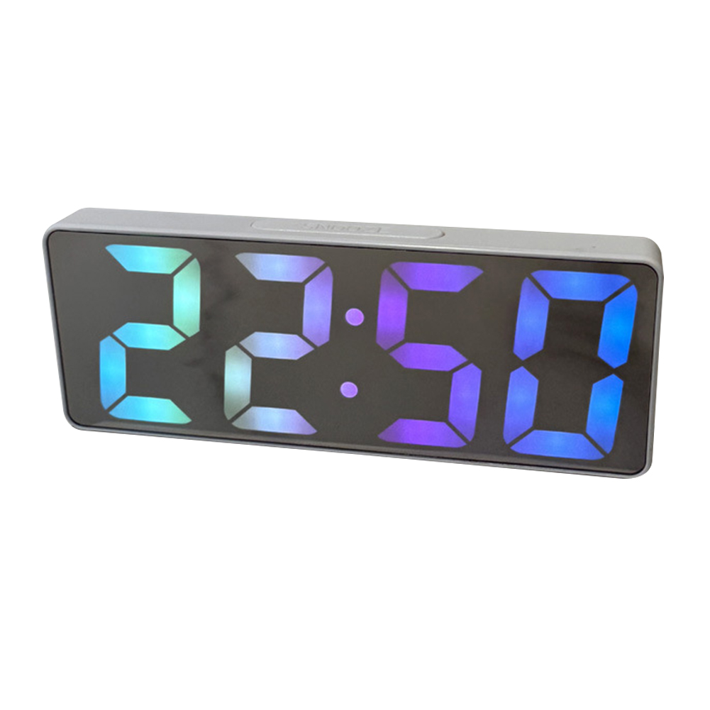 Digital LED Alarm Clock Mirror USB Battery Dual Power 2 Levels Adjustable Brightness Desk Clock For Office Travel