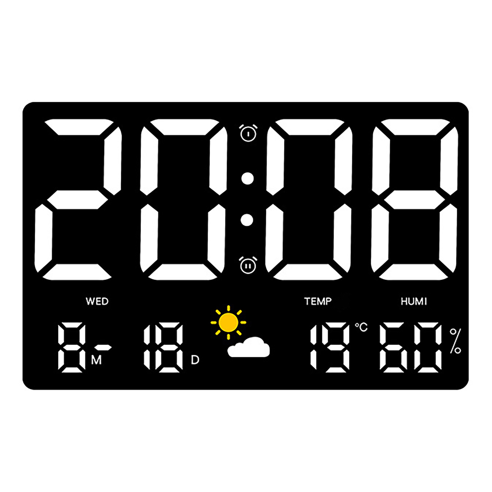Digital Wall Clock 9.8 inch LED Display Adjustable Brightness Clock with Temperature Humidity Alarm Clock
