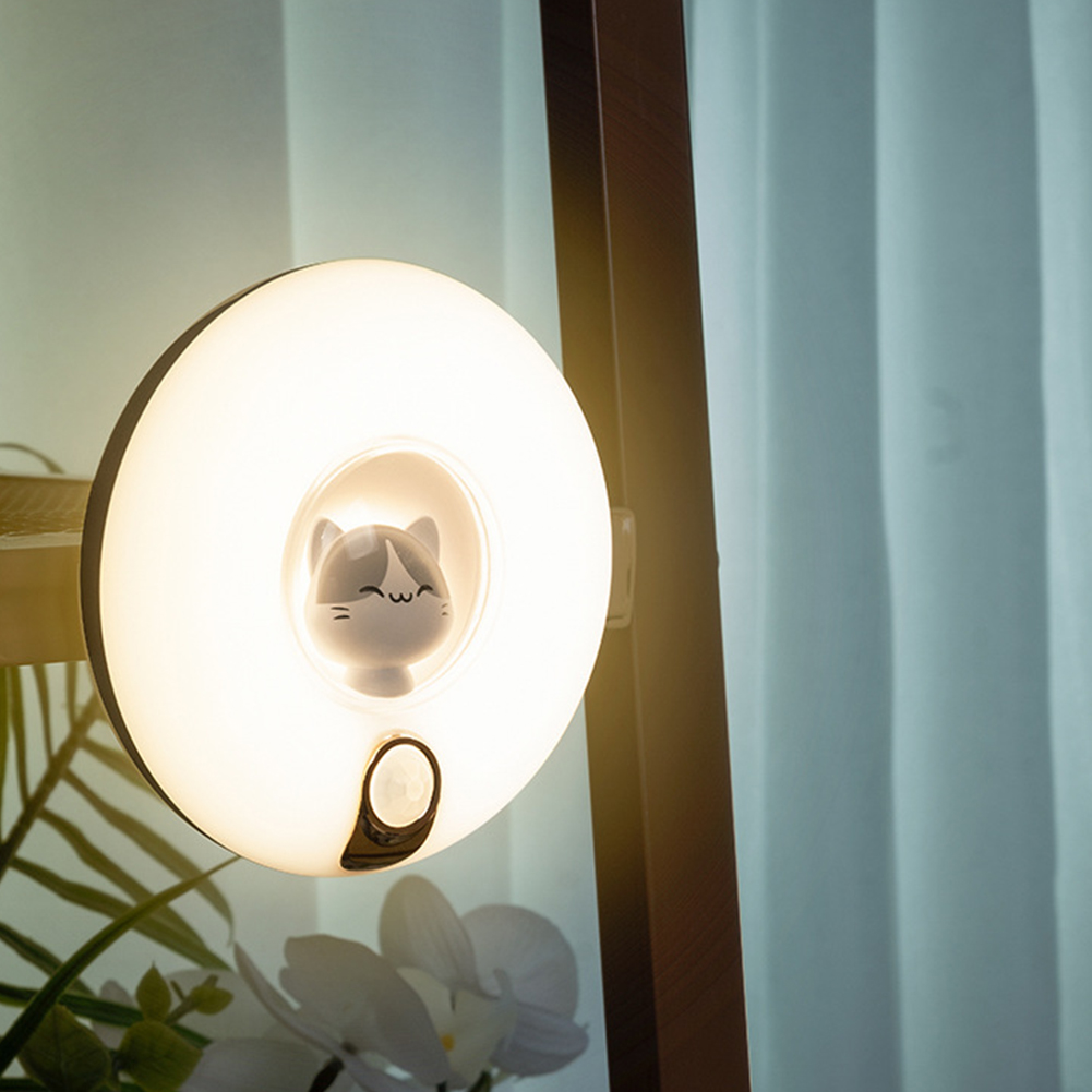 Donut Kitten Led Night Light Usb Rechargeable Motion Sensor Bedroom Bedside Table Lamp