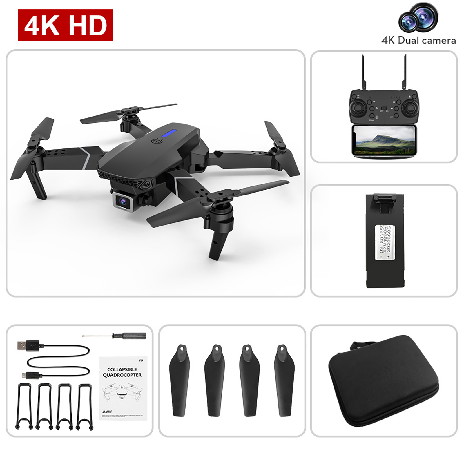 E525/E88 RC Drone 4k Aerial Photography RC Quadrotor Long Endurance Foldable Remote Control Drone For Christmas Birthday Gifts