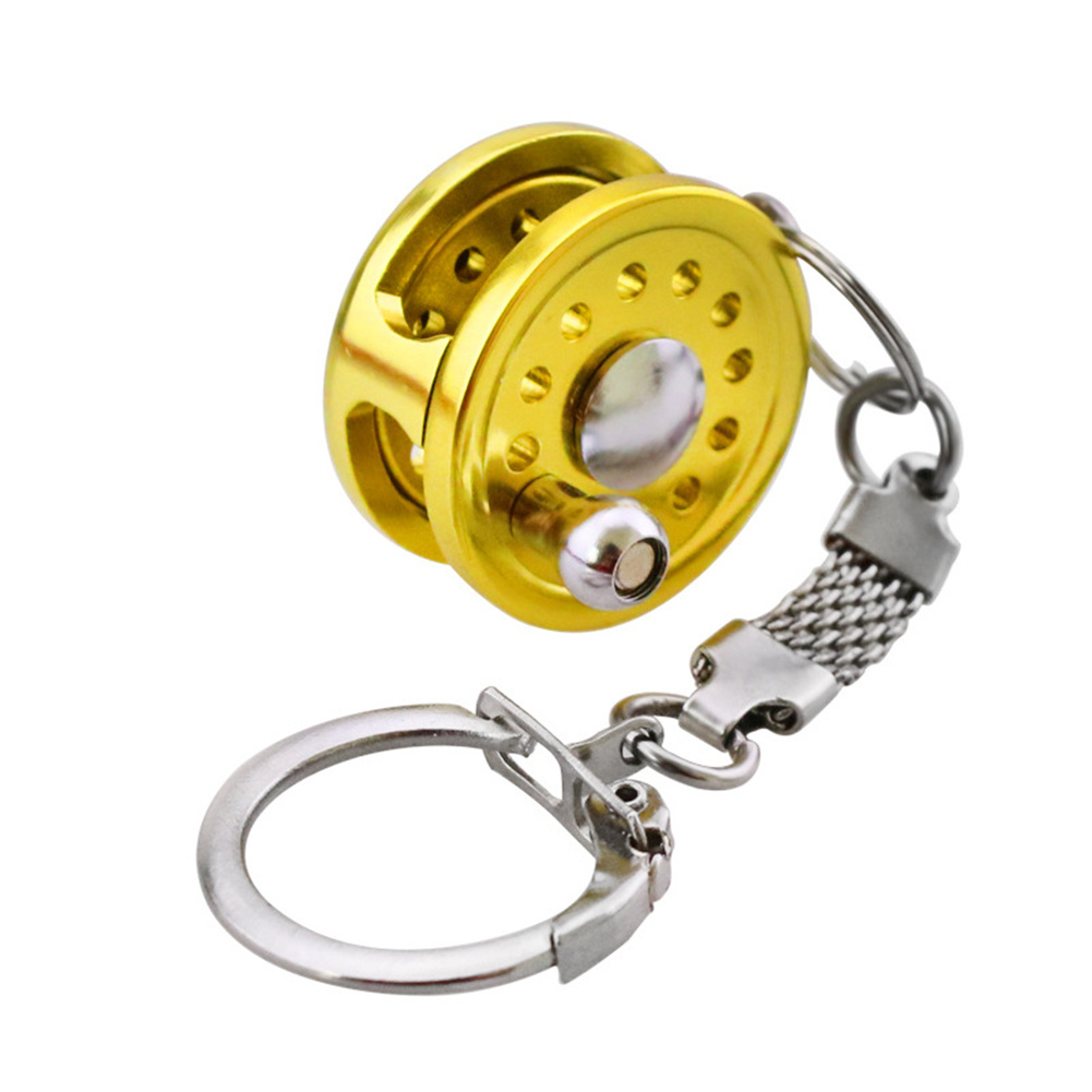 Fish  Reel   Keychain Golden Fisherman Spinning Fishing Reel Charactor Miniature