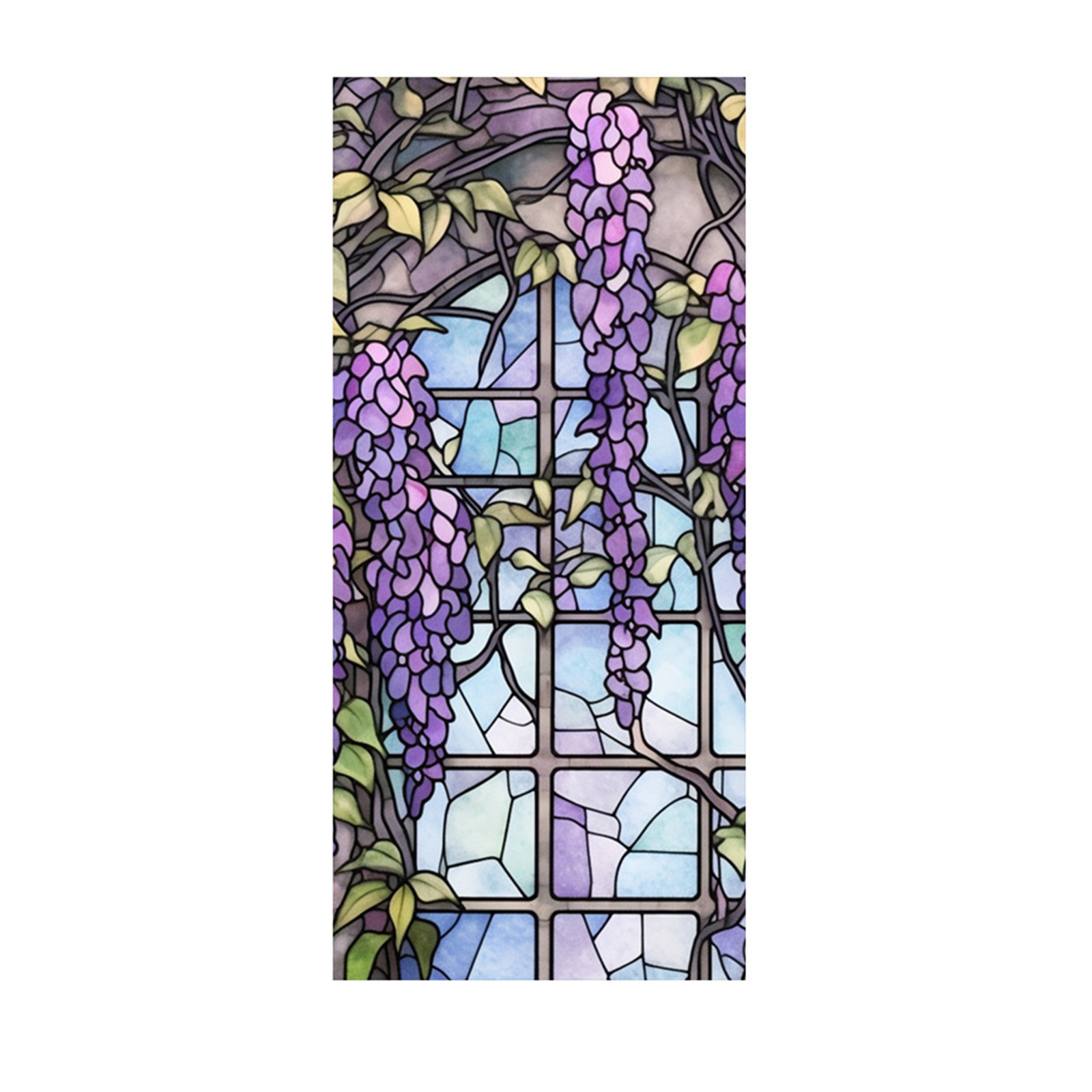 Floral Stained Glass Window Film UV Blocking Heat Insulation Violet Pattern Static Window Clings For Window Glass Decorations
