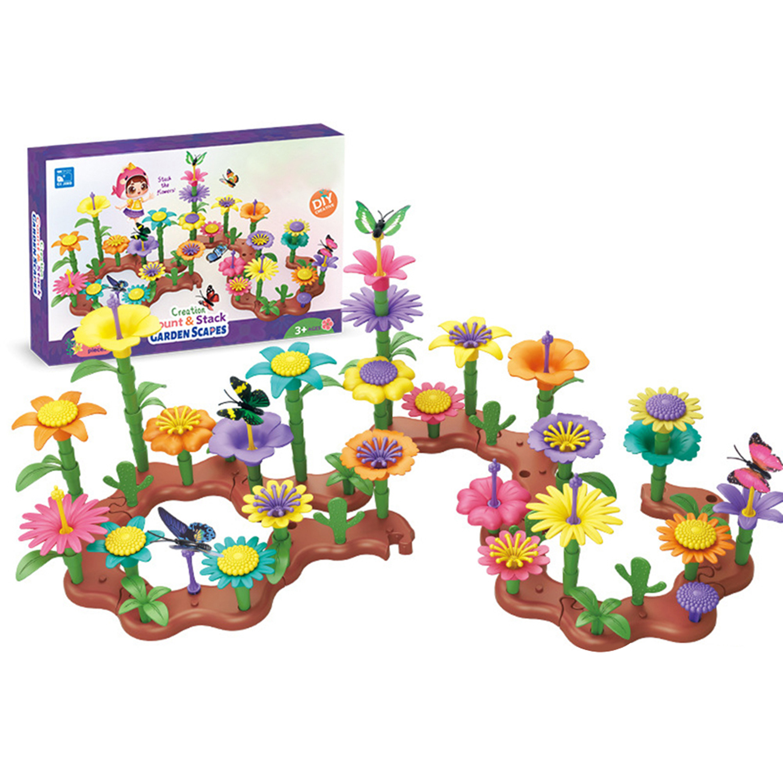 Flower Garden Building Toys Colorful Interconnecting Blocks Building Floral Arrangement Playset Toys For Kids