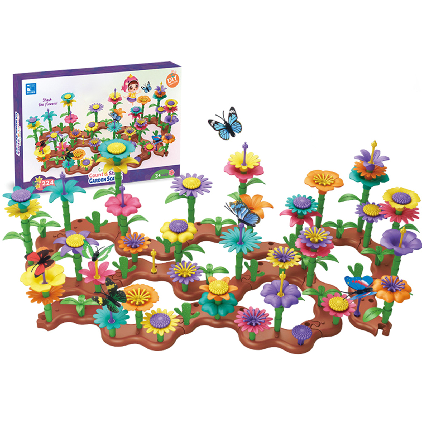 Flower Garden Building Toys Colorful Interconnecting Blocks Building Floral Arrangement Playset Toys For Kids