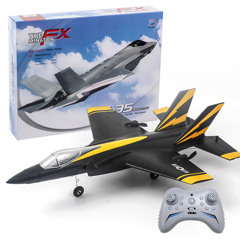 Fx935 Rc Airplane 2.4g 4ch F35 Fighter Epp Drone Remote Control Plane Electric Rc Aircraft Model Toys Black