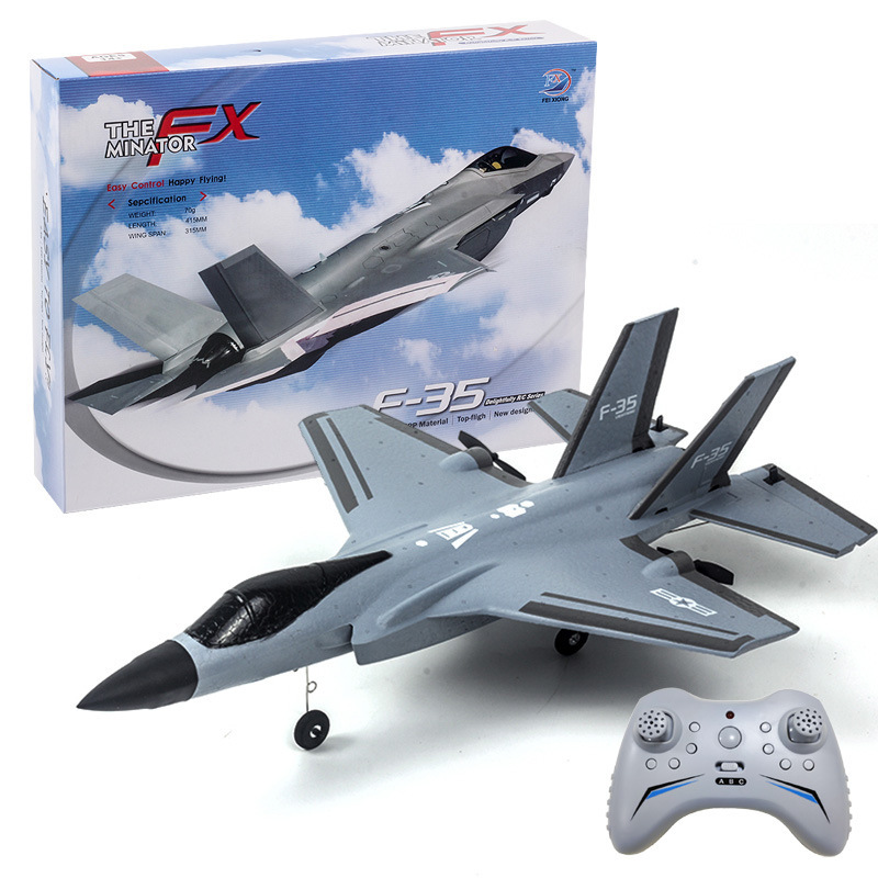 Fx935 Rc Airplane 2.4g 4ch F35 Fighter Epp Drone Remote Control Plane Electric Rc Aircraft Model Toys Black