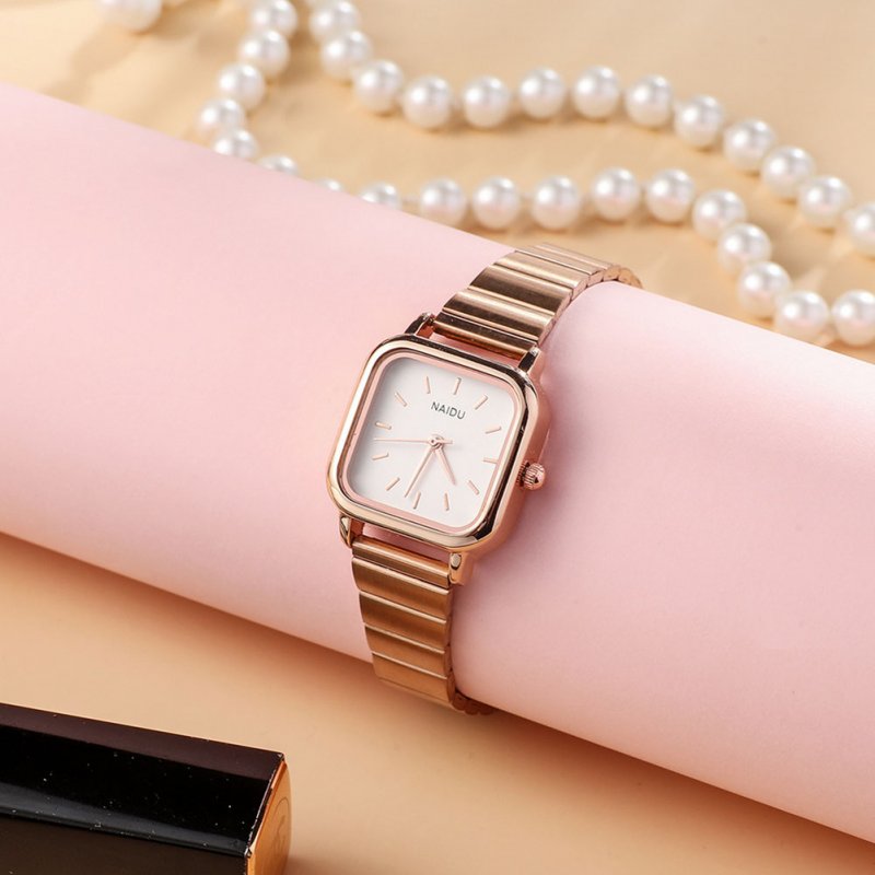 Girls Quartz Watch Trendy Simple IP Electroplating Square Dial College Style Wrist Watch