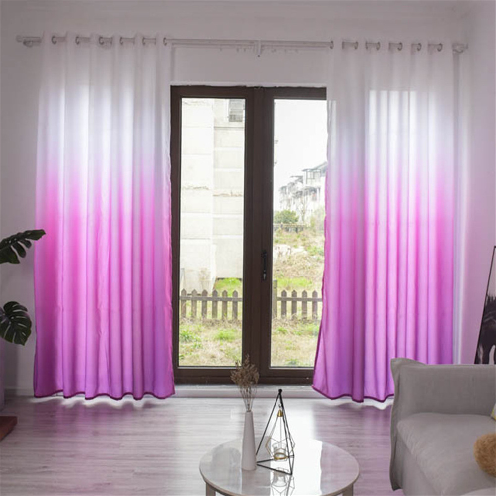 Gradient Wood Grain Printing Curtain Shading Drapes With Hanging Holes 1*2.7m High