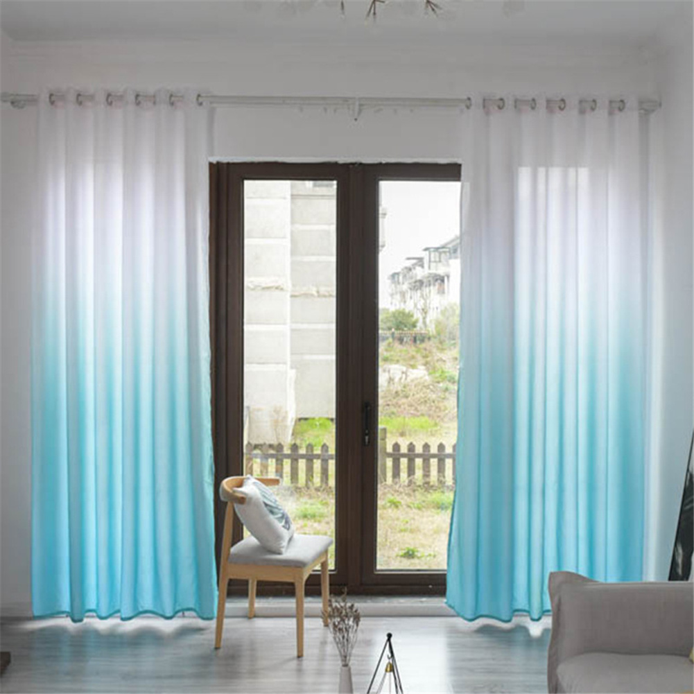 Gradient Wood Grain Printing Curtain Shading Drapes With Hanging Holes 1*2.7m High