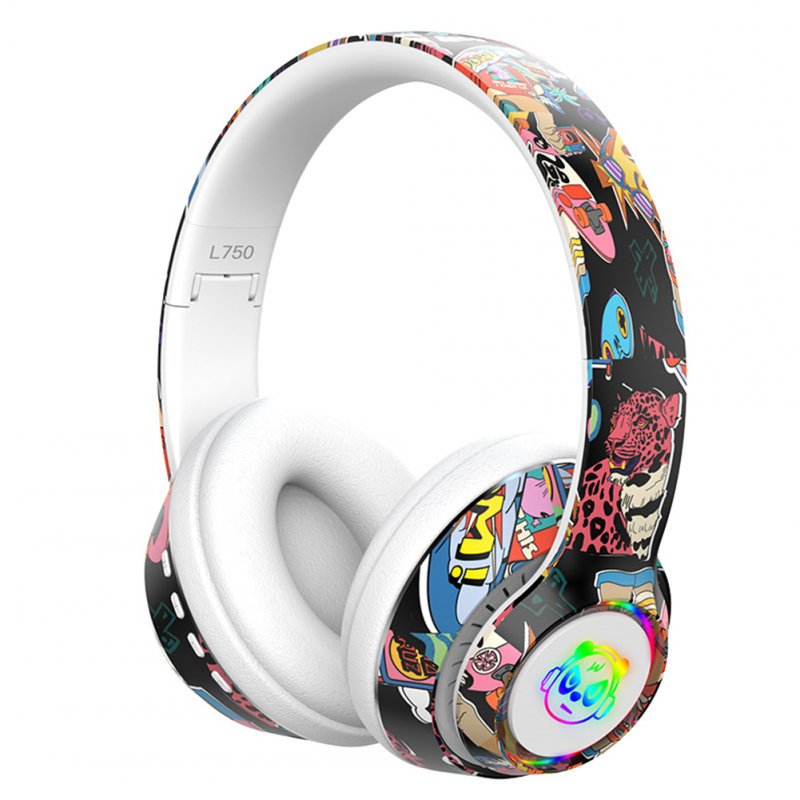 Graffiti Foldable Bluetooth Headphones Wireless Sports Headset Noise Reduction Gaming Earphone