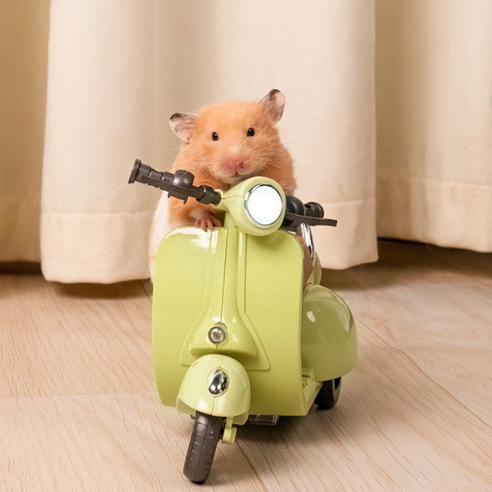 Hamster Motorcycle Toys For Guinea Pig Small Animal 360 Degree Rotating Light Electric Scooter Pets Supplies