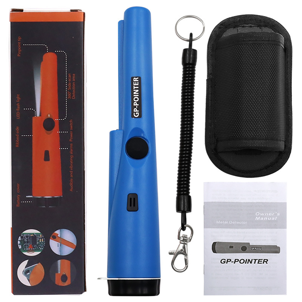 Handheld Metal Detector with Led Light Portable Ip66 Waterproof Dustproof Garden Detecting Tool Blue
