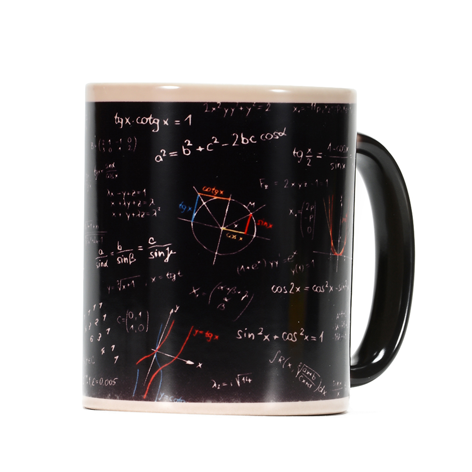 Heat Sensitive Math Mug Color Changing Coffee Mug Featuring Famous Mathematical Formulas For Math Teacher Student black 301-400ml