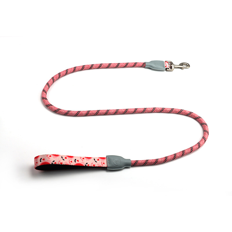 Heavy Duty Dog Rope Leash With Ultra-Soft Padded Handle Wear-resistant Reflective Dog Leash For Small Medium Large Dogs Pink 2 m, L size (thick 1.2cm)