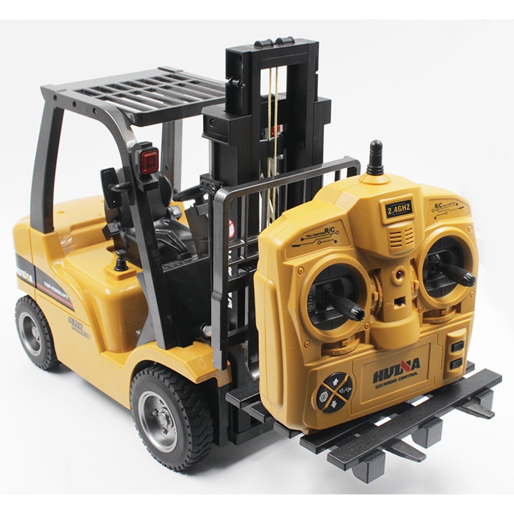 Huina Toys 1577 1/10 8ch Alloy Rc Forklift Truck Toy Crane Construction Car Vehicle With Sound Light Workbench Lift Rtr Kid Gift