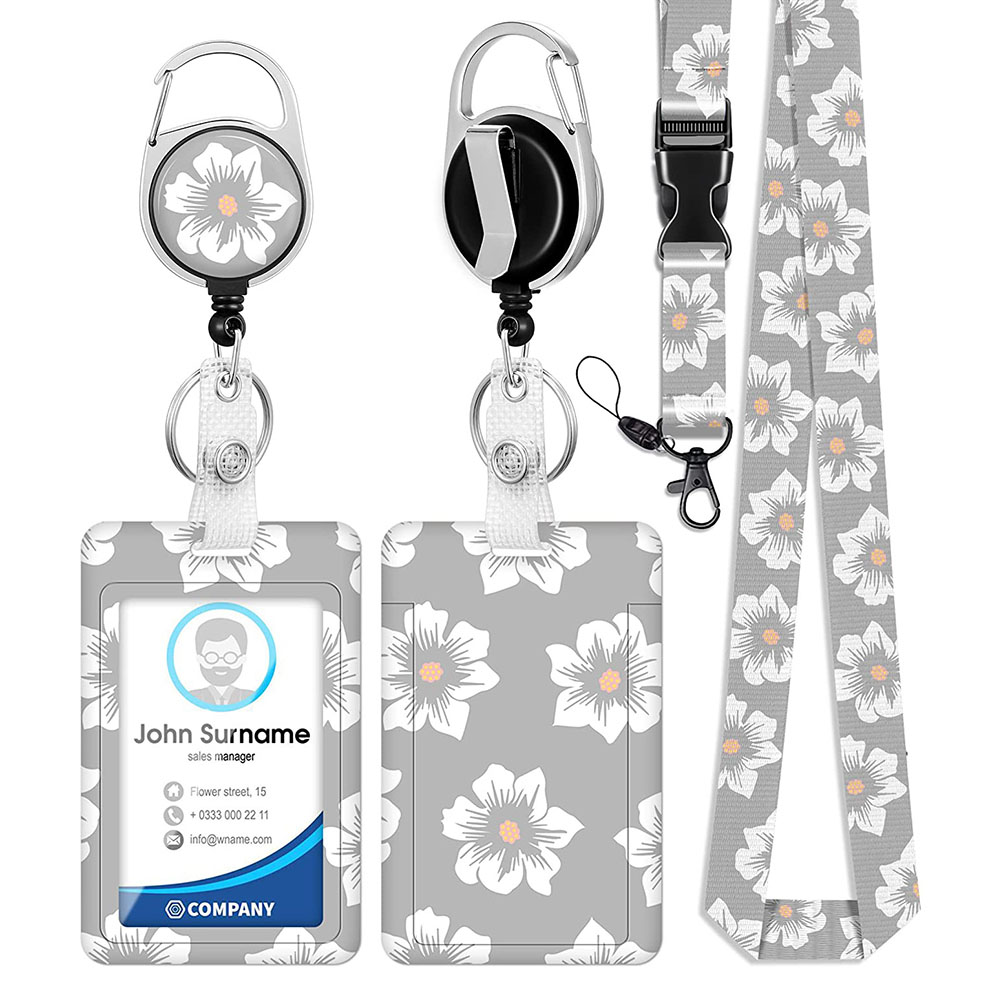 ID Badge Holder With Lanyard Retractable Badge Reel Clip ID Protector Bage Clips For Nurse Doctor Teacher Student H