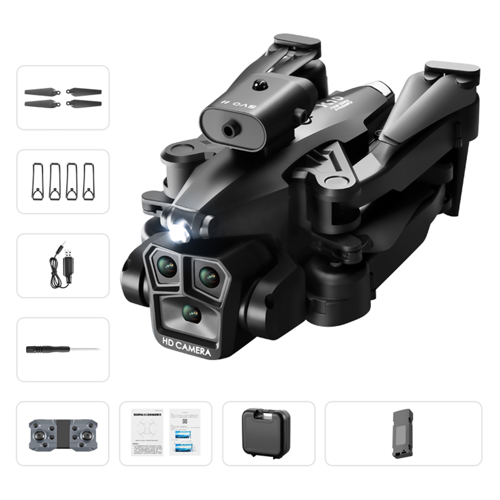 K10max RC Drone with 3 Cameras 4k Optical Flow Localization 4-Way Obstacle Avoidance Quadcopter
