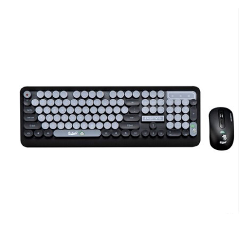K68 Wireless Bluetooth Keyboard Mouse Set Retro Cute Round Key Keyboard 1600dpi Mouse