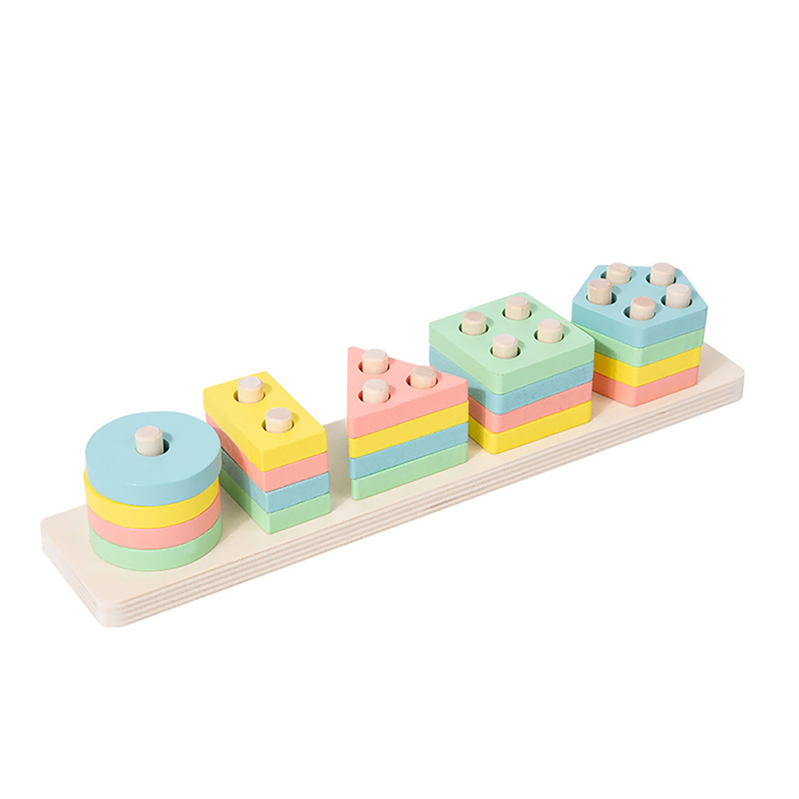 Kids Wooden Sorting Stacking Toys For Toddlers Shape Color Matching Building Blocks Educational Toys Gifts For Boys Girls
