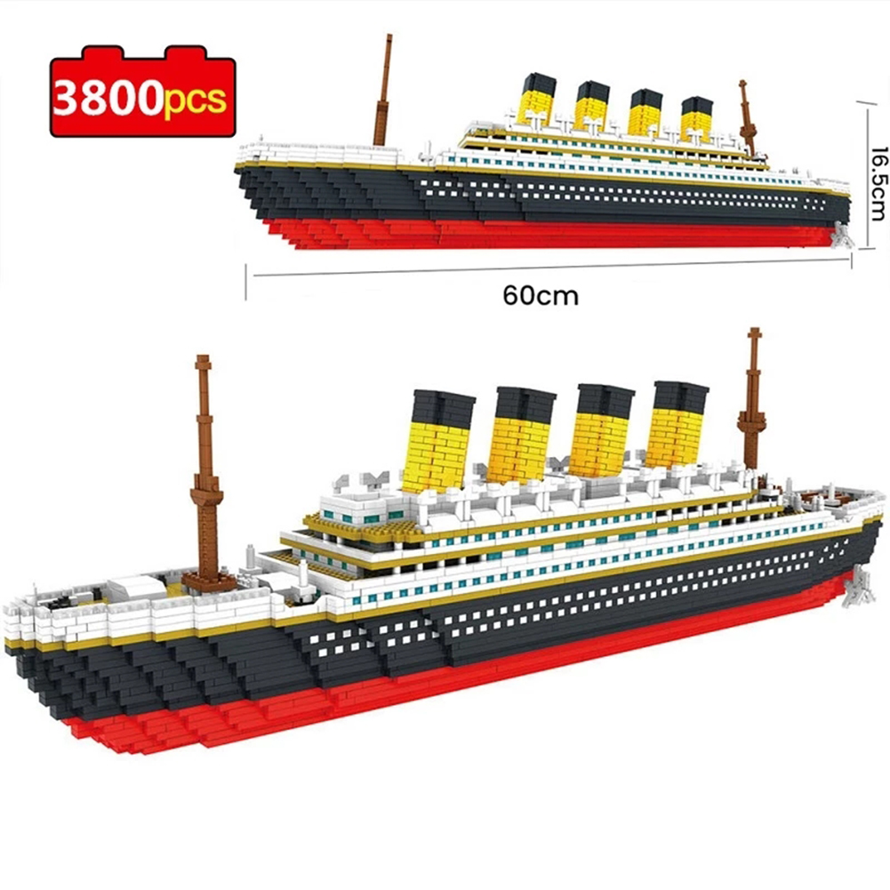 Large Titanic  Building  Block Cruise Ship Model Small Particles Assembled Bricks Stress Relief Educational Toy For Children Grown-up