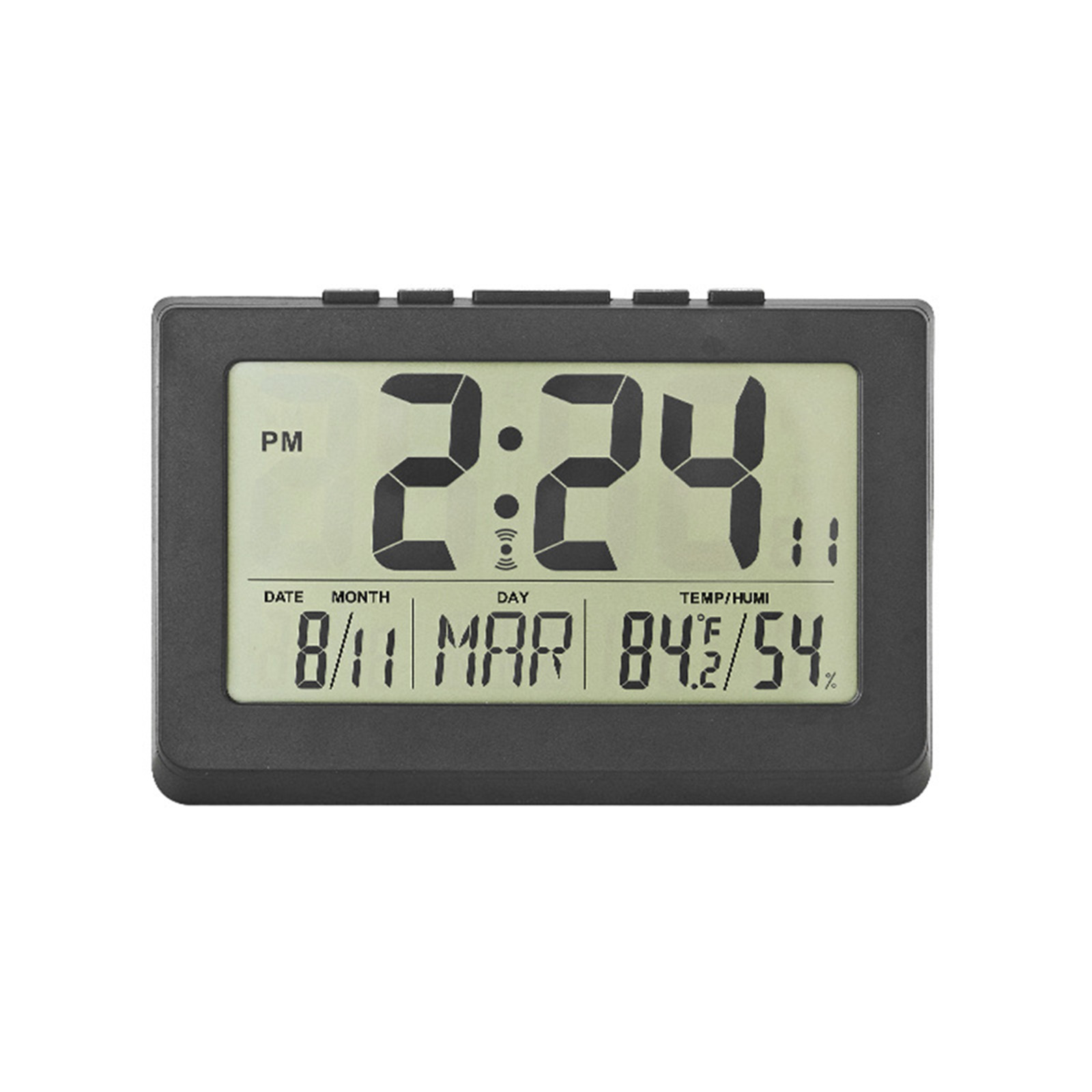 Led Alarm Clock Time Date Temperature Humidity Display Desk Clock For Bedroom Home Office Decor (21x14x2.5cm)