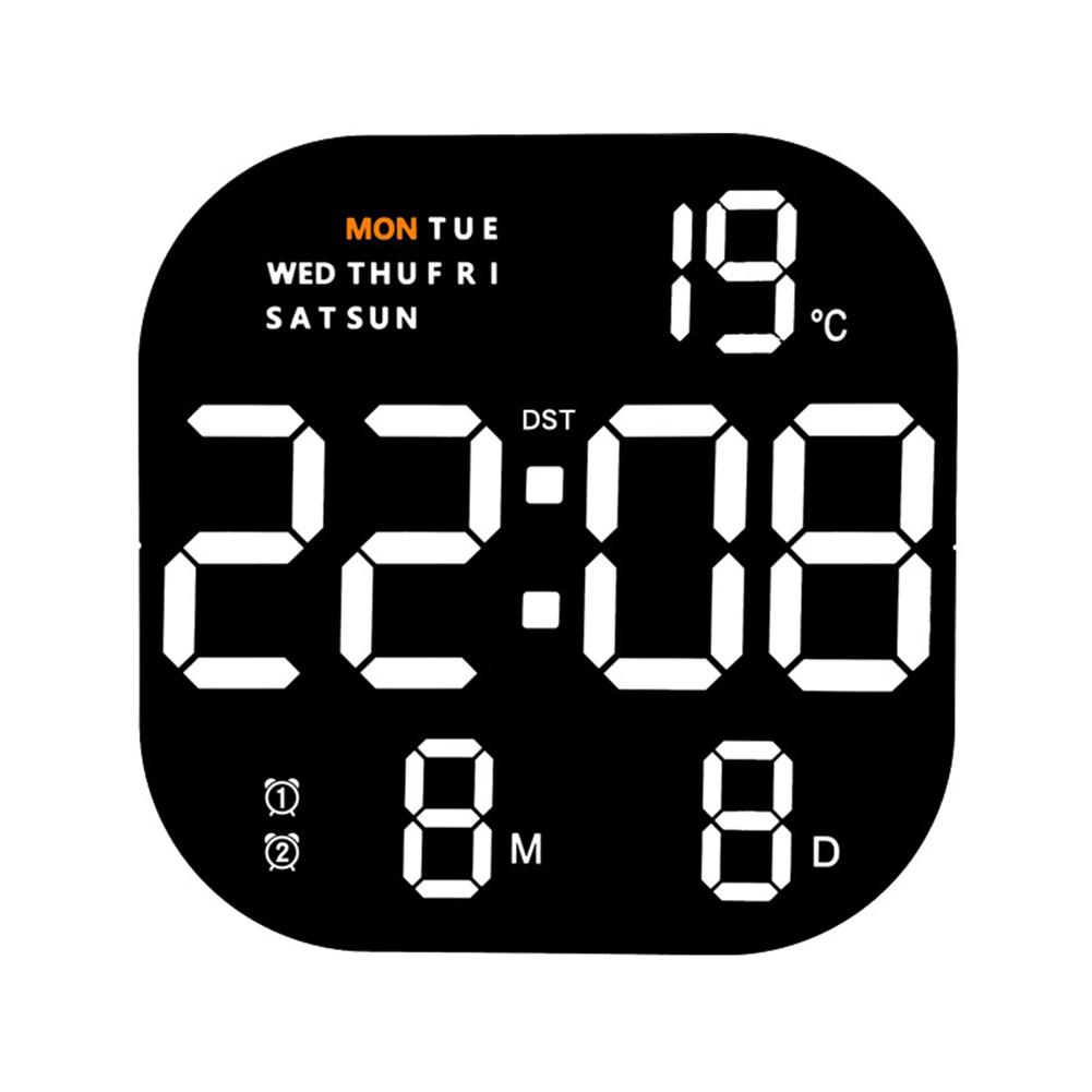 Led Digital Wall Clock 10 Level Adjustable Brightness Time Temperature Date Display RC Alarm Clock