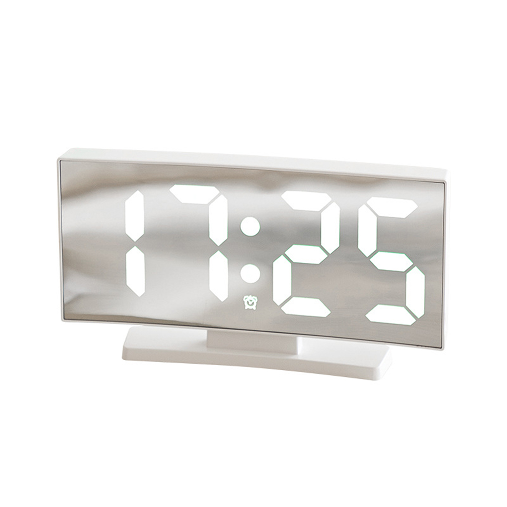 Led Digital Alarm Clock Electronic Large Display Curved Screen Desk Clock with Power Off Memory Function