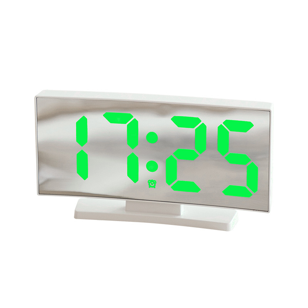 Led Digital Alarm Clock Electronic Large Display Curved Screen Desk Clock with Power Off Memory Function