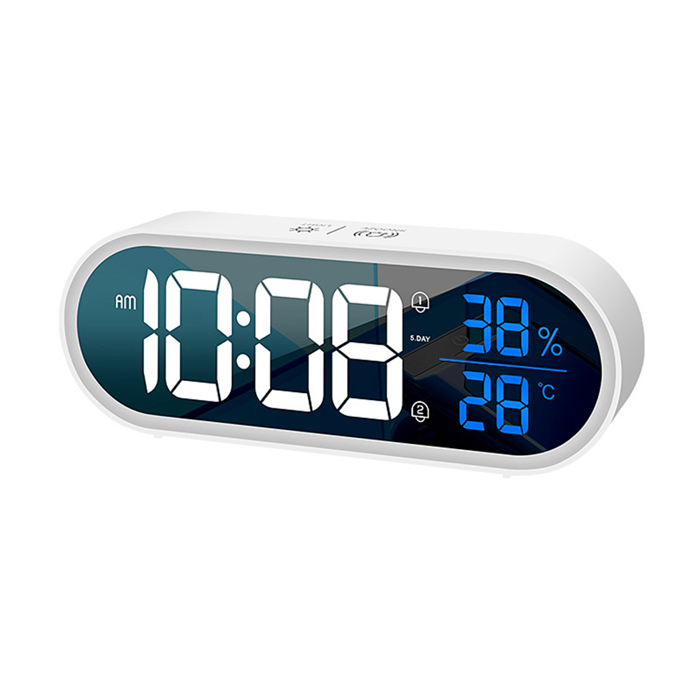 Led Digital Alarm Clock Rechargeable Adjustable Volume Brightness Luminous Table Clock Temperature Humidity Meter