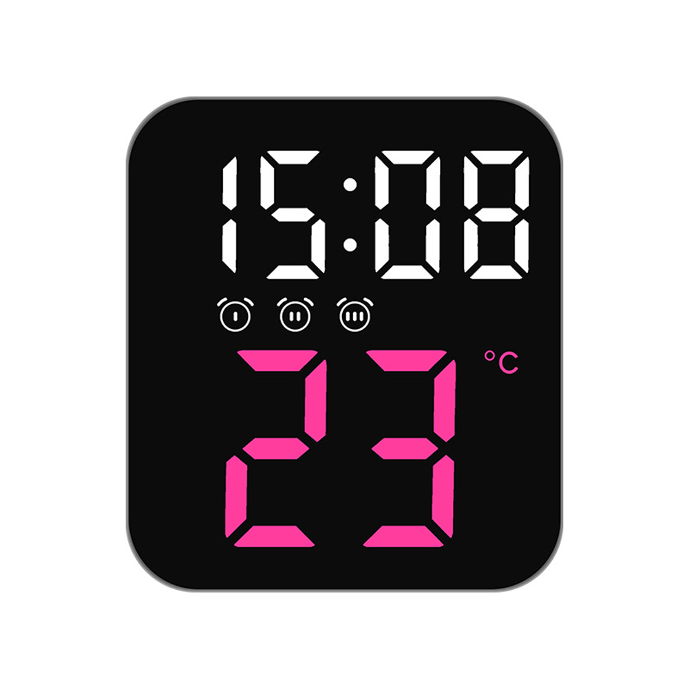 Led Electronic Digital Alarm Clock With Temperature Time Date Display 2 Levels Adjustable Brightness Bedside Clock For Home Decor