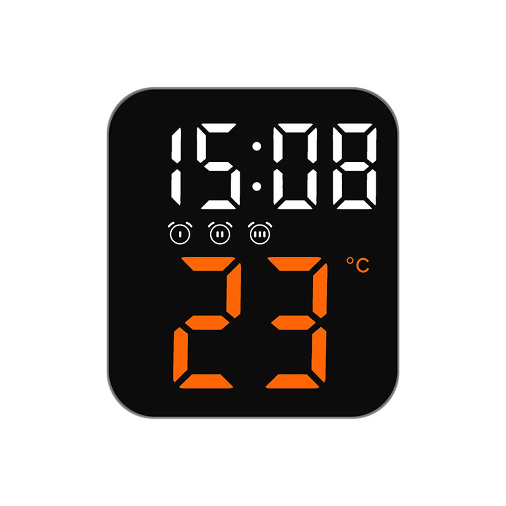 Led Electronic Digital Alarm Clock With Temperature Time Date Display 2 Levels Adjustable Brightness Bedside Clock For Home Decor