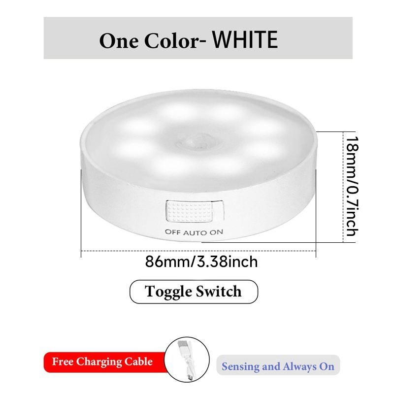 Led Night Light Intelligent Human Body Induction Bedside Lamp Usb Rechargeable Cold White