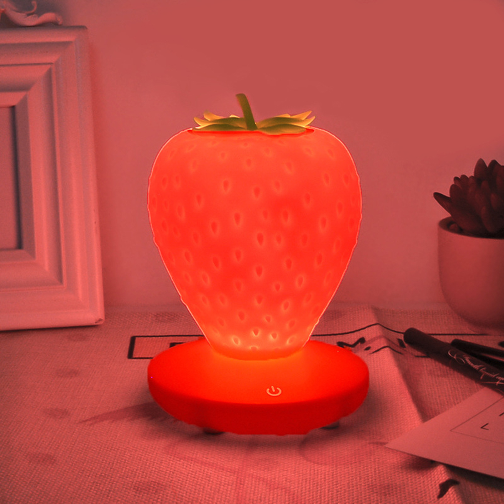 Led Night Light Strawberry Shape Usb Rechargeable Eye Protection Decorative Table Lamp For Bedroom Decor