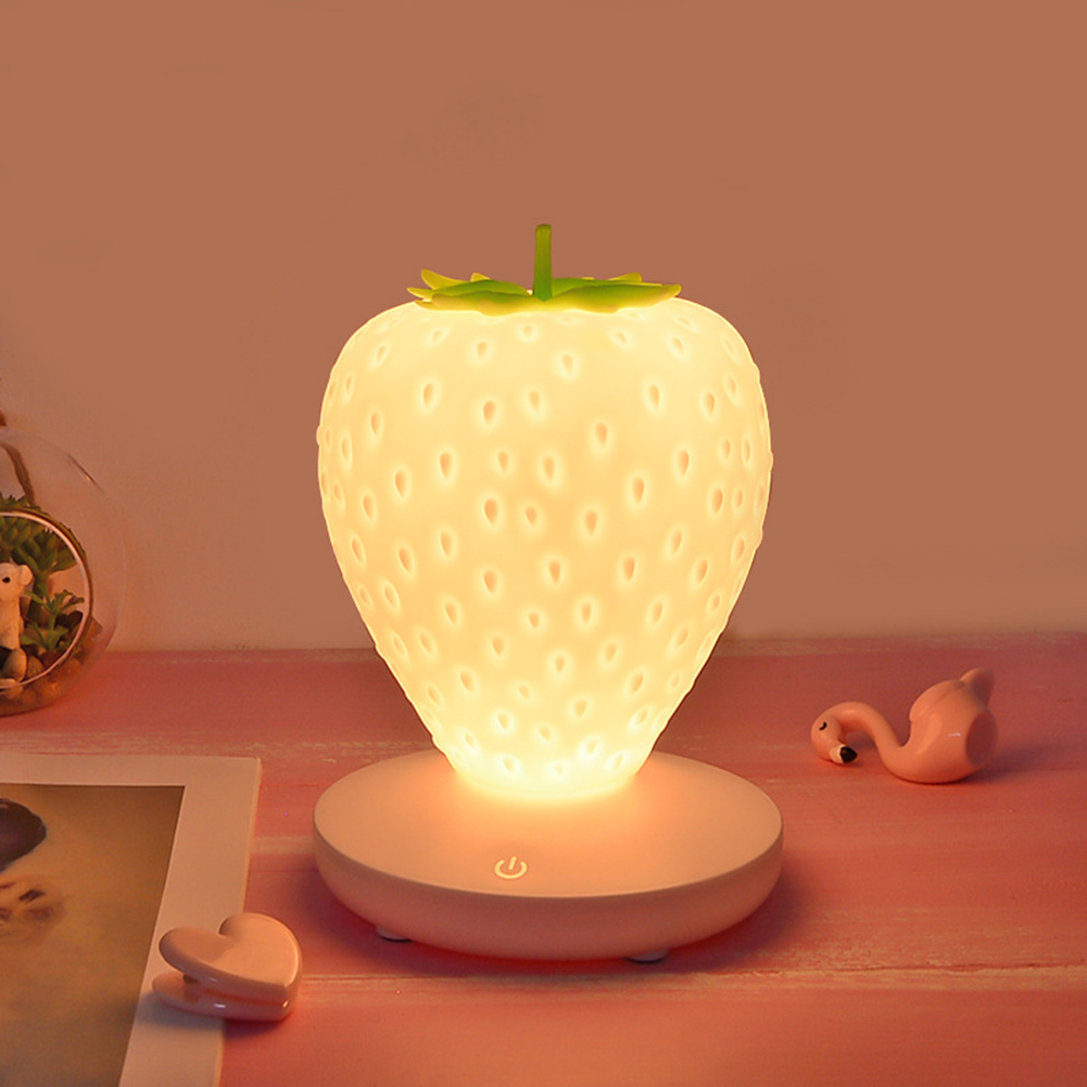 Led Night Light Strawberry Shape Usb Rechargeable Eye Protection Decorative Table Lamp For Bedroom Decor