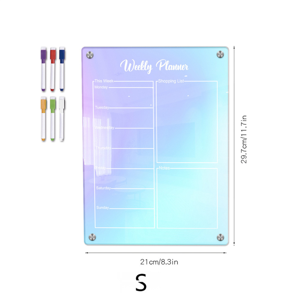 Magnetic Acrylic Calendar For Fridge Colorful Weekly Planner Reusable Memo Note Whiteboard With 6 Markers For School Home Office