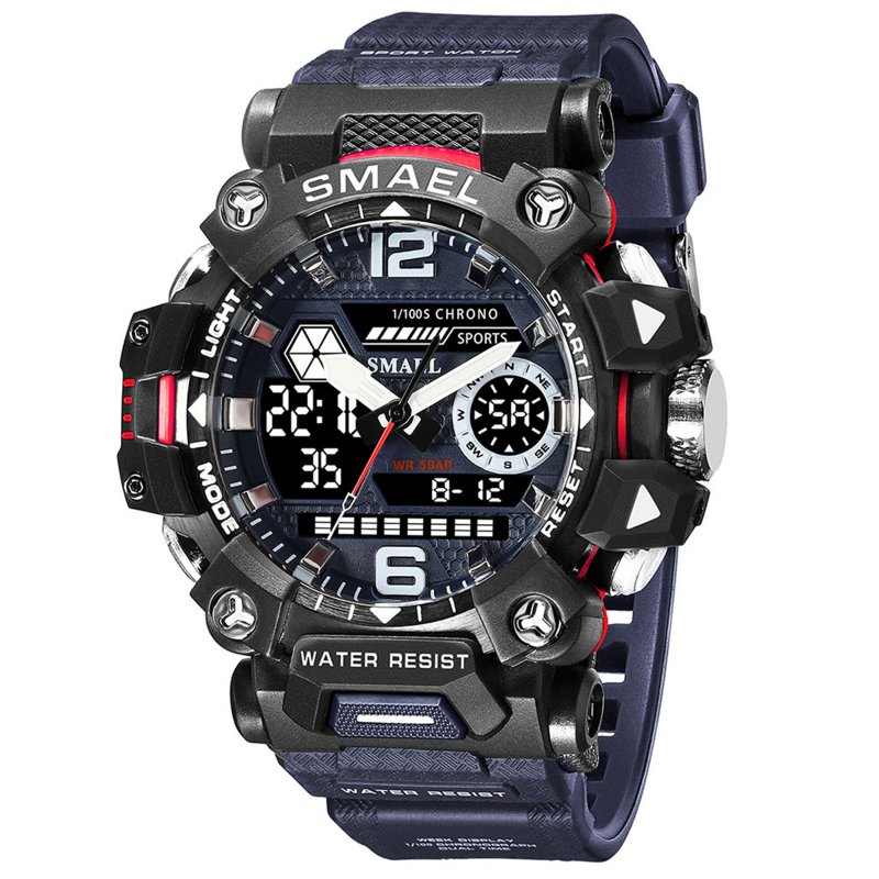 Men Watch Multi-functional 50m Waterproof LED Digital Dual Display Electronic Sports Wrist Watch 8072