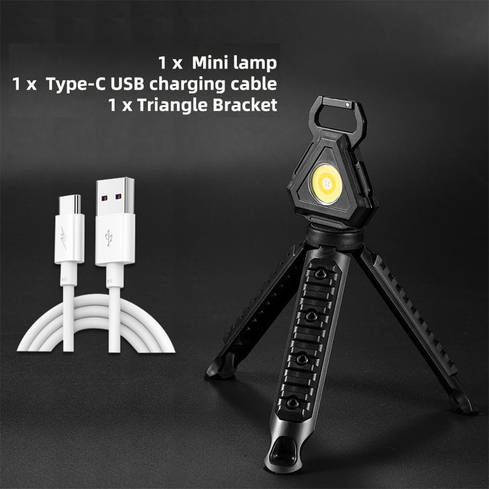 Mini Led Flashlight 7 Modes Portable Ultra-light Usb Rechargeable Keychain Work Light Strong Magnet W5128 with Bracket