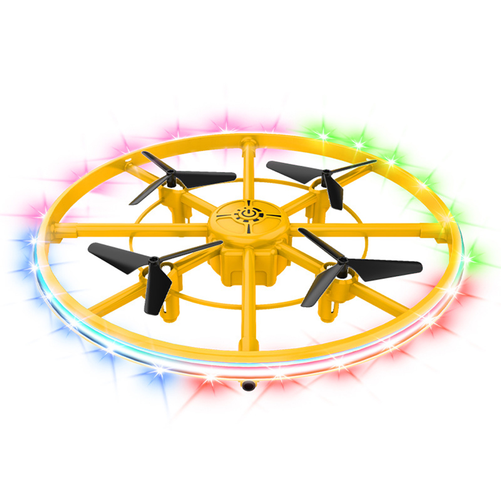 Mini RC Drone with LED Light Smart Altitude Hold Obstacle Avoidance Remote Control Quadcopter Yellow Foam