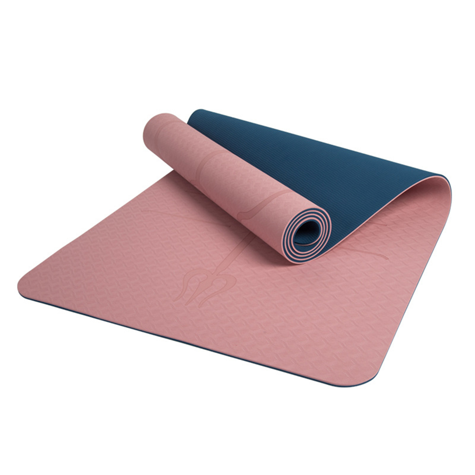 Non-Slip Yoga Mat With Alignment Marks Width 80cm TPE Exercise Fitness Mat For Home Workout Outdoors Travel Pink + Gray 183 x 80 x 0.6cm